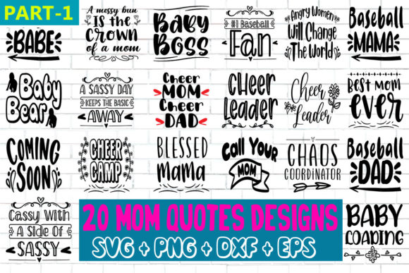 20 Mom Quotes SVG Designs for Creative Crafts and Graphics