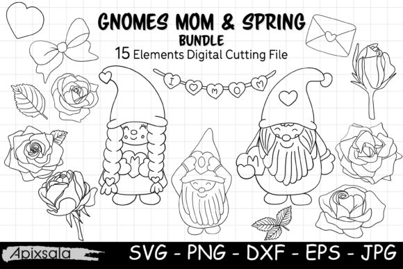 Gnome Mom Spring SVG Cut File for Crafts and Graphics