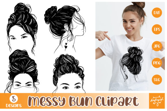 Messy Bun Hair Clipart Bundle for Crafts and Graphics