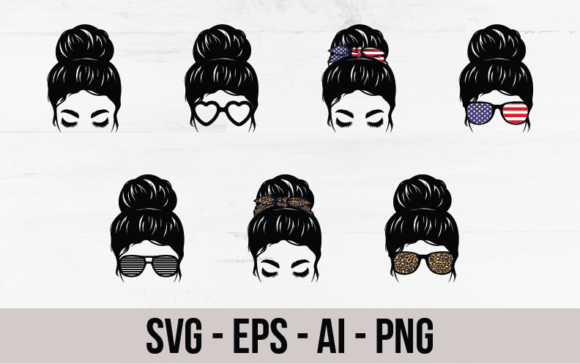 Messy Bun Mom Graphics for Crafts and Branding
