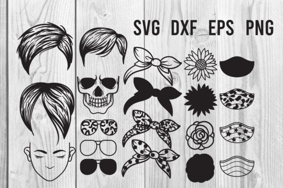 Pixie Messy Bun Bandana Mom Life Graphics for Crafts